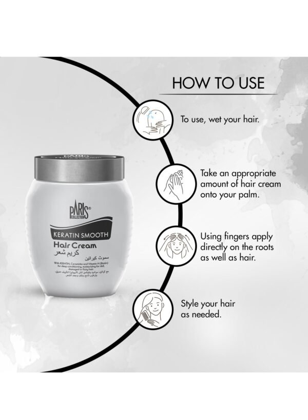 Paris Collection Keratin Smooth Hair Cream Unisex 475ML - Image 3