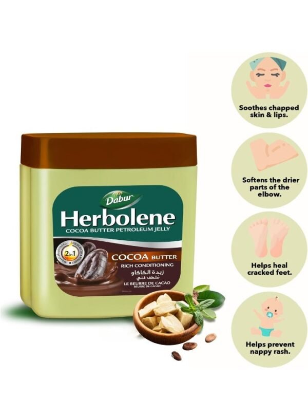 Dabur Herbolene Cocoa Butter Petroleum Jelly With Vitamin E - 225 ml - Image 4
