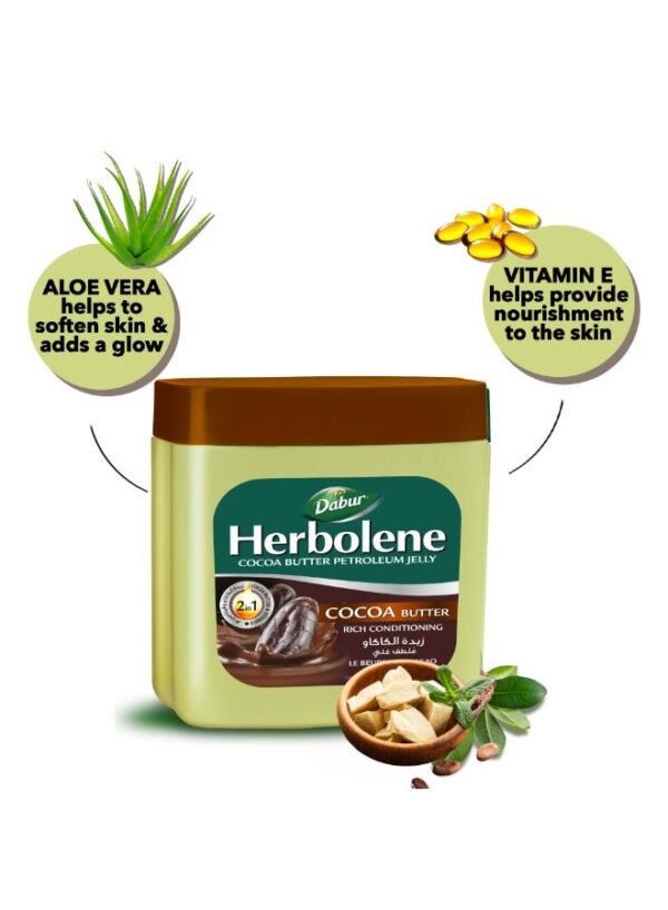 Dabur Herbolene Cocoa Butter Petroleum Jelly With Vitamin E - 225 ml - Image 3