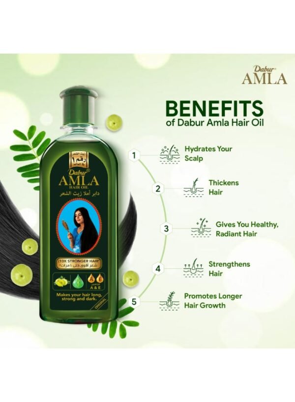Dabur Amla Hair Oil For Long Strong And Dark Hair 300.0ml - Image 3