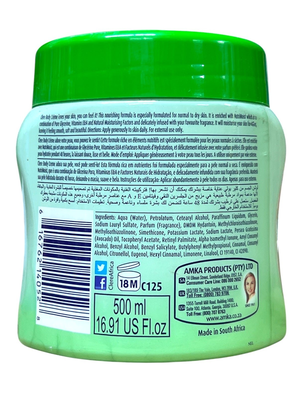 CLERE Nourishing Body Cream Smoothing Avocado Milk 500ml - Image 2