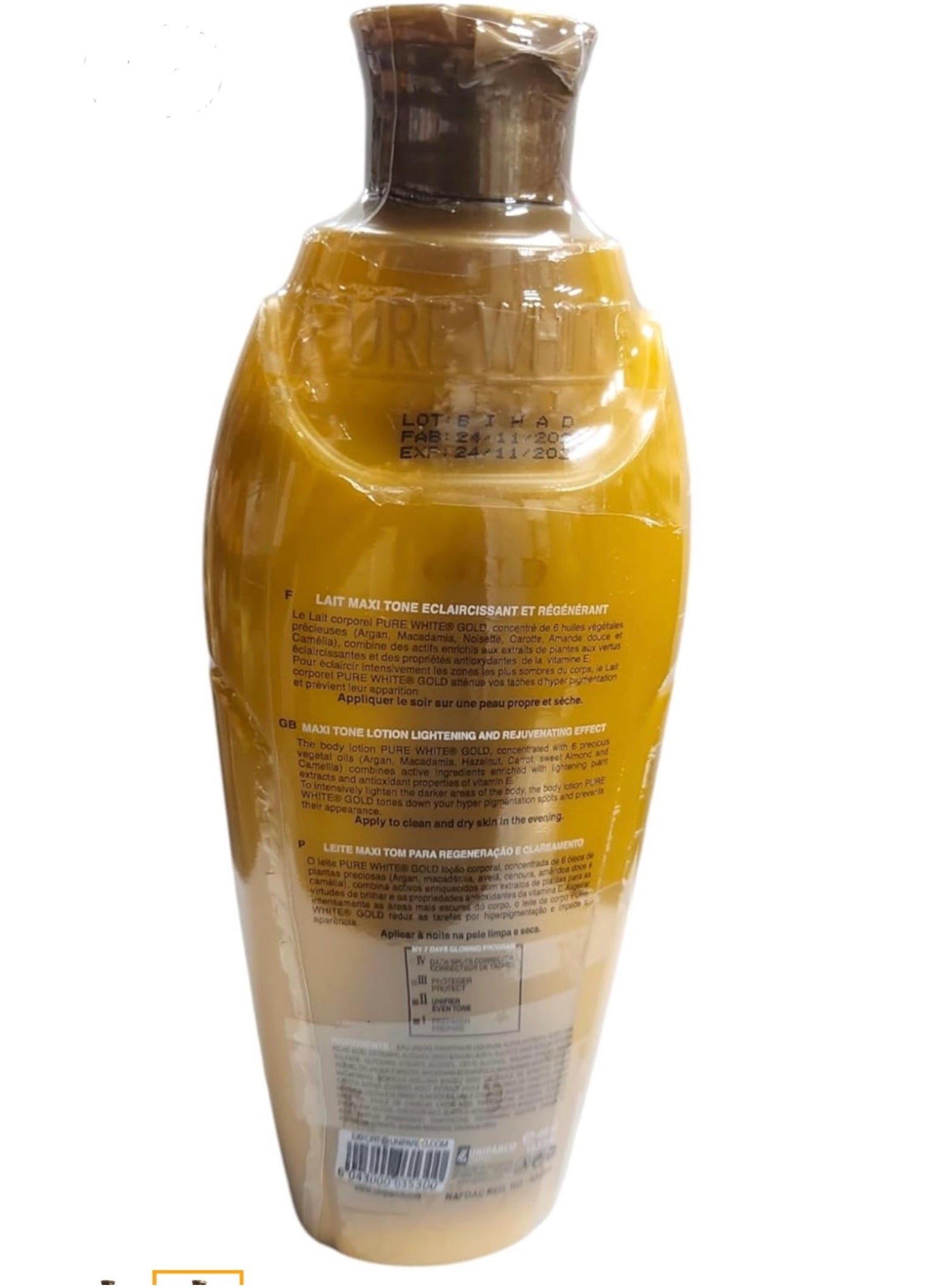Pure White Cosmetics Gold Glowing Skin Lightening Lotion 400ml - Image 2