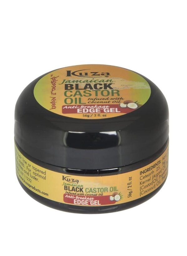 Kuza Kuza Jamaican Black Castor Oil Anti-Breakage Edge Gel - Infused with Coconut Oil - for Dry, Fragile Hair, 2 oz 56g
