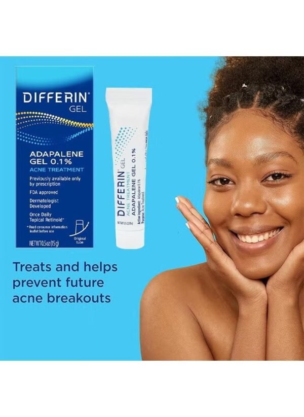Differin Acne Treatment Gel, 60 Day Supply, Retinoid Treatment for Face with 0.1% Adapalene, Gentle Skin Care for Acne Prone Sensitive Skin, 15g Tube - Image 2