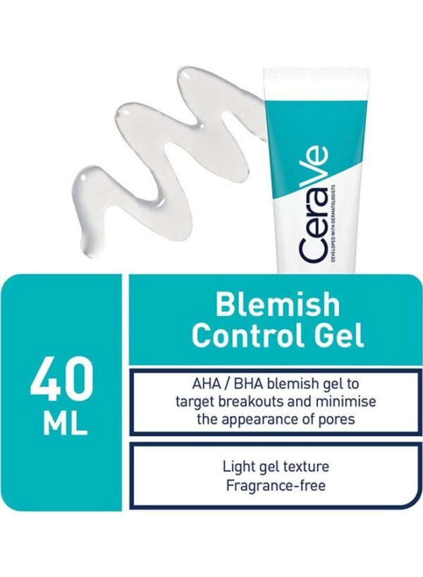 Cerave Blemish Control Facial Moisturizing Gel for Acne and Blemishes with Glycolic Acid and Lactic Acid AHA/BHA 40ml - Image 3