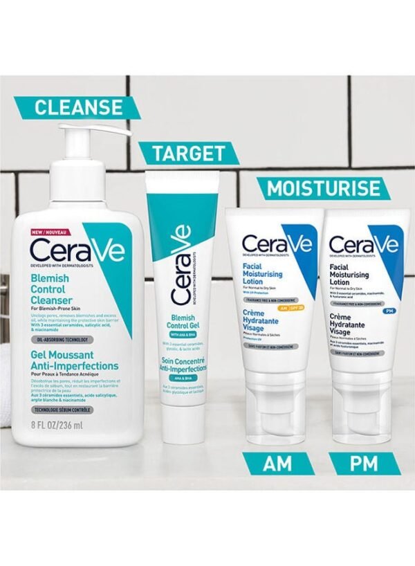 Cerave Blemish Control Facial Moisturizing Gel for Acne and Blemishes with Glycolic Acid and Lactic Acid AHA/BHA 40ml - Image 7