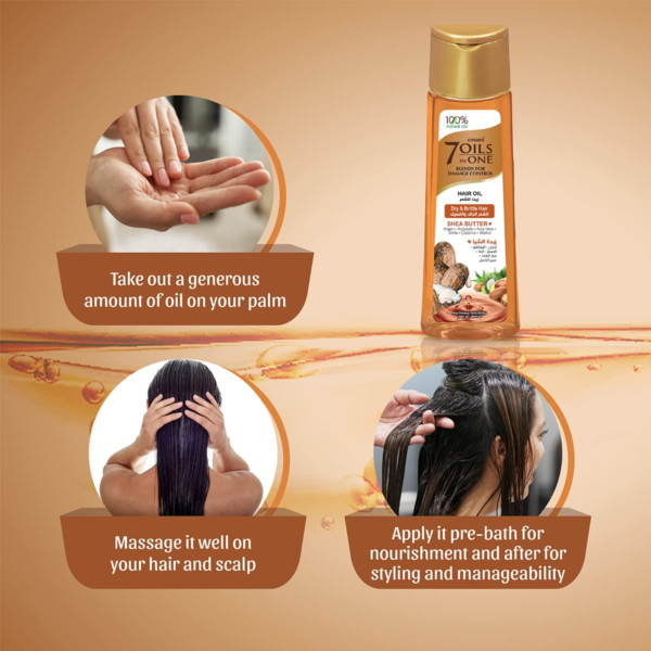 Emami 7 In 1 Shea Butter Oil 100% Natural Oils Orange 200ml - Image 6