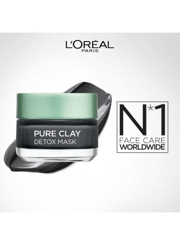 L'Oréal Paris Black Clay Face Mask with Activated Charcoal, Purifies and Detoxifies, 50ml - Image 6