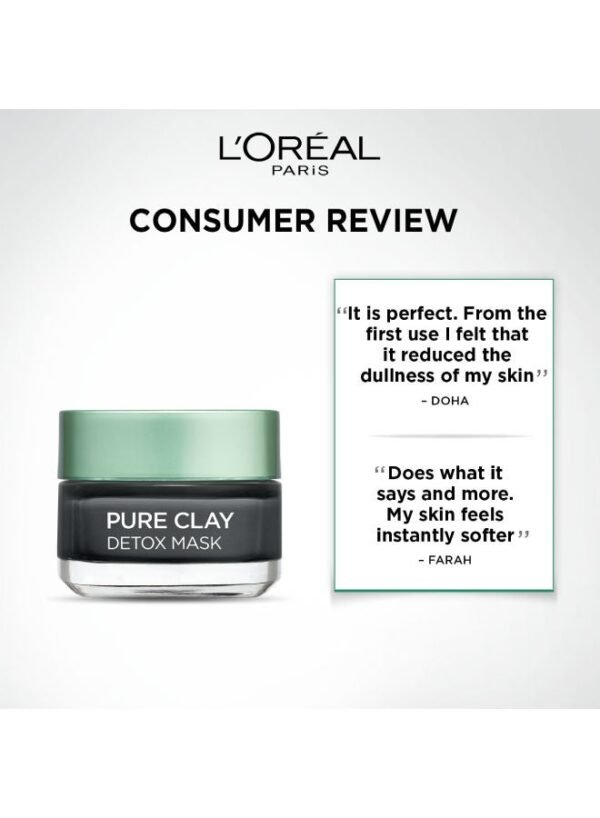 L'Oréal Paris Black Clay Face Mask with Activated Charcoal, Purifies and Detoxifies, 50ml - Image 9