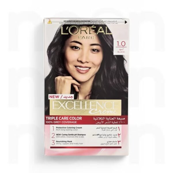 L’Oréal Paris Excellence Creme Triple Care Color 1 Black 192ml - Image 3