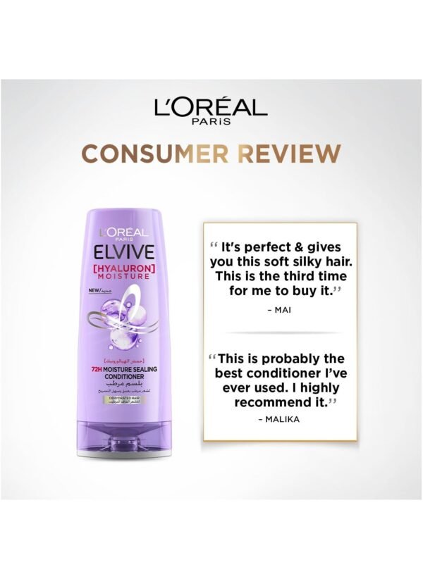 L'Oréal Paris Elvive Hyaluron Moisture Conditioner, Locks in Moisture for 72 Hours, 360ml - Image 7