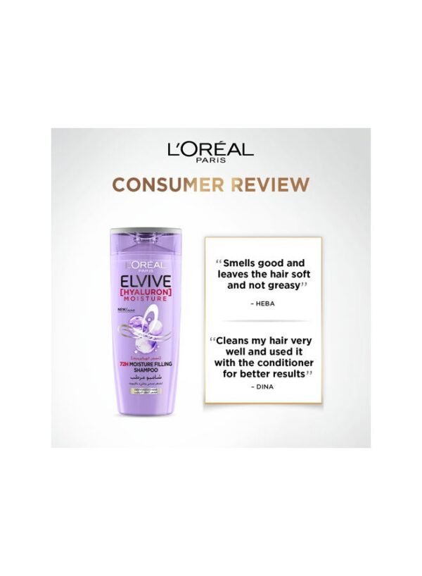 L'Oréal Paris Elvive Hyaluron Moisture 72H Moisturizing Shampoo - Image 7
