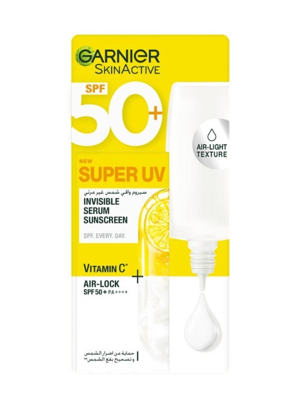 Garnier Skin Active Super UV Invisible Sunscreen Serum 30ml, SPF 50, Very High UVA/UVB Protection, Non-White Effect, Lightweight, Non-Pore Clogging - Image 2