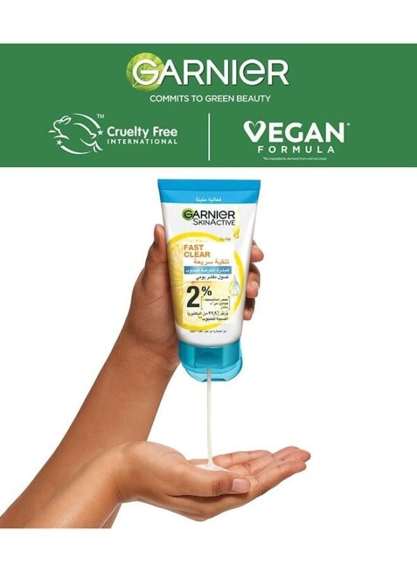 Garnier Skin Active Fast Clear 3-in-1 Face Wash for Acne-Prone Skin with Salicylic Acid and Vitamin C, 150ml - Image 8
