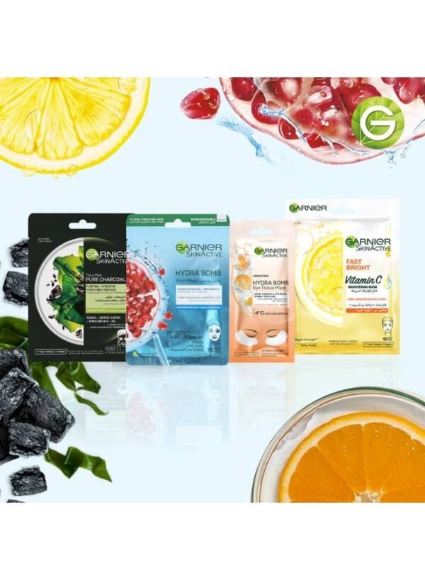 Garnier SkinActive Pure Active 3-in-1 Hydrating Facial Sheet Mask with Natural Charcoal, Algae & Hyaluronic Acid - Image 8