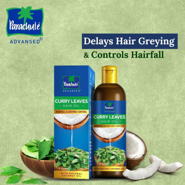 Parachute Advansed Hair Oil with Natural Coconut Oil and Vitamin E by Curry Leaves - 200ml - Image 3
