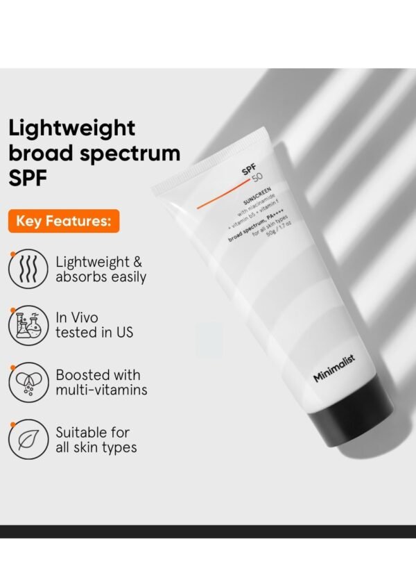 Minimalist SPF 50 Sunscreen PA++++ Broad Spectrum| UVA/UVB Protection with Niacinamide Sun Cream for Men & Women - Image 2