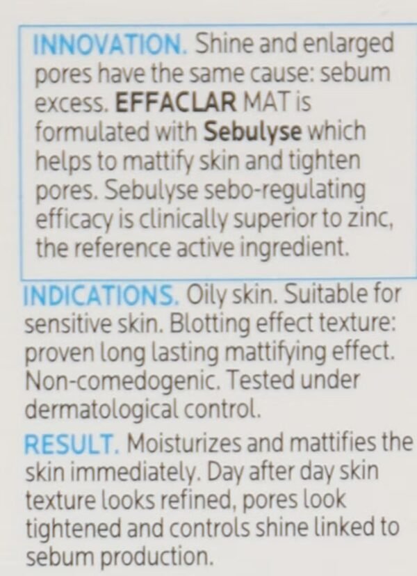 La roche posay Effaclar Mat Mattifying Moisturizer For Oily Skin 40ml - Image 6
