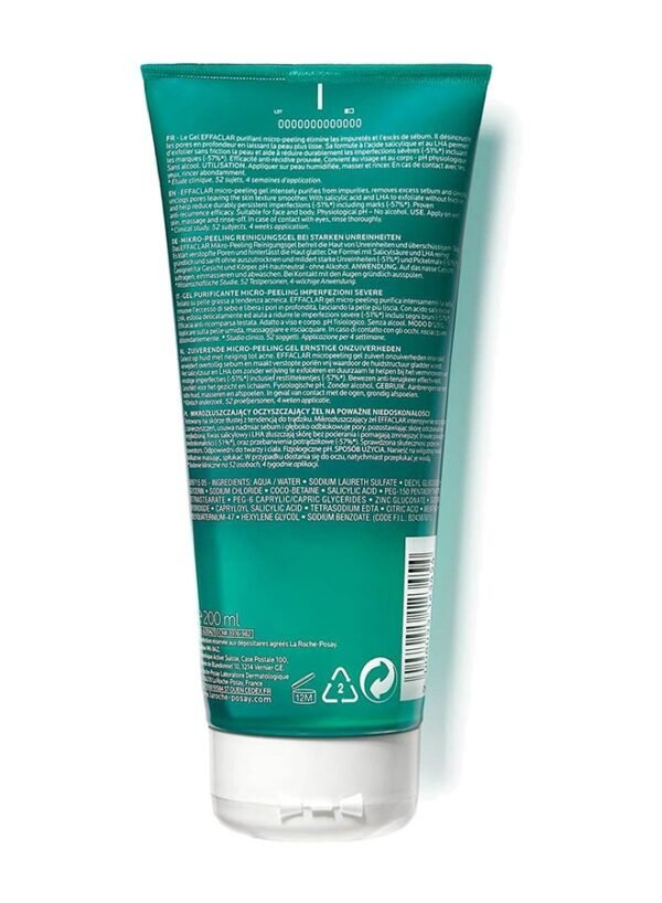 La Roche posay Effaclar Micropeeling Purifying Gel With 2% Salicylic Acid For LHA 200ml - Image 2