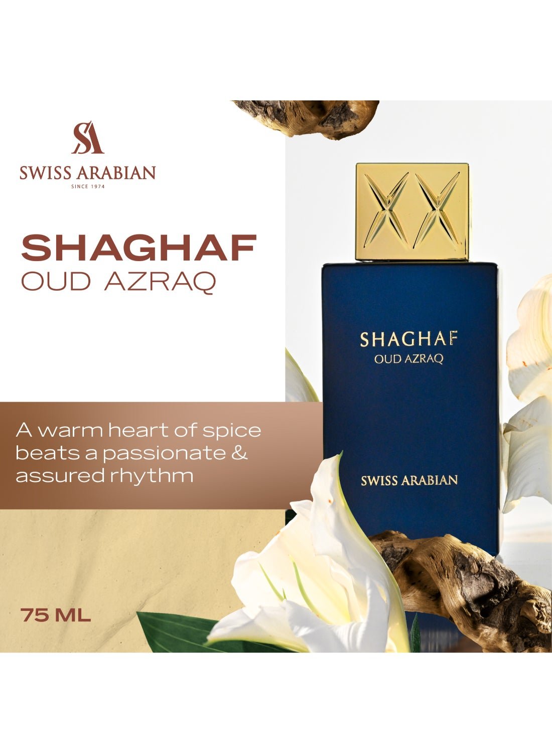Swiss Arabian Shaghaf Oud Azraq Eau de Parfum, 75ml, Premium Quality Perfume, Women and Men’s Fragrance, Amber, Vanilla, Oud Luxurious Blend Perfumes for Men and Women - Image 2
